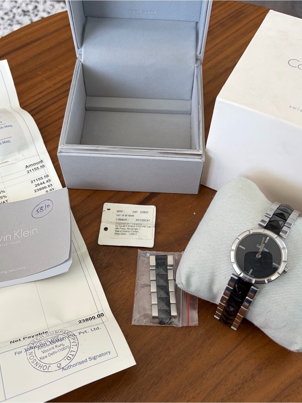 Calvin Klein Black and Silver Women's Bracelet Watch